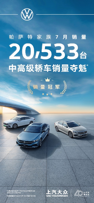 上汽大众帕萨特7月销量20533台